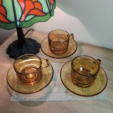 SOGAGLASS Soga Glass Amber Cup & Saucer Set 3 Piece