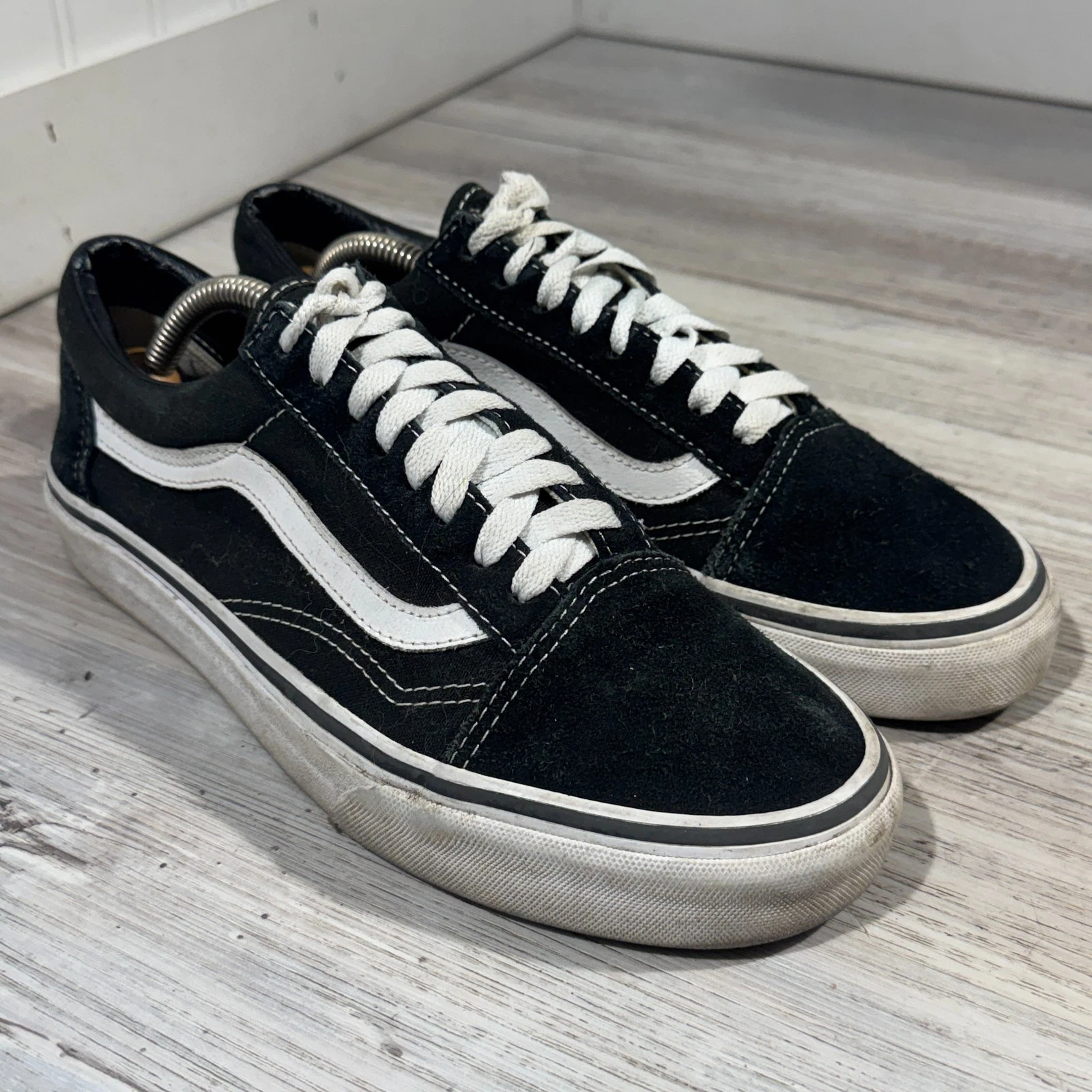 Vans Shoes Mens Sz 6.5 Old Skool Black White Suede Athletic Skateboard Sneakers