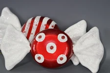 Vickerman 7" Red and White Flat Candy Christmas Ornament - Pack of 2