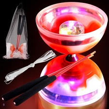 Chinese Yoyo Diabolo Set Includes 5 Inch Colorful LED Diabolo Light Up with 2...