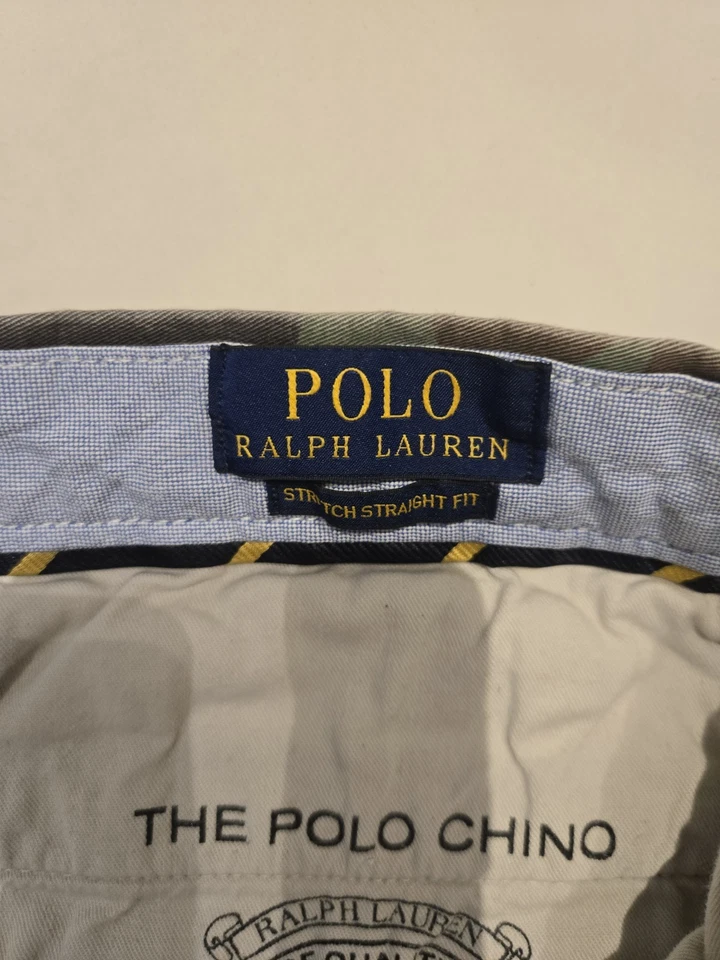 Pantalones chinos Polo Ralph Lauren verde camuflaje elástico calce recto 33x30 Foto 4 de 4