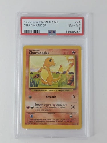 1999 Pokemon Base Set Unlimited Charmander #46 PSA 8 NEAR MINT - MINT