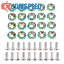 20 Pcs Neo Chrome Aluminum Fender/Bumper Washer/Bolt Engine Bay Dress Up Kit