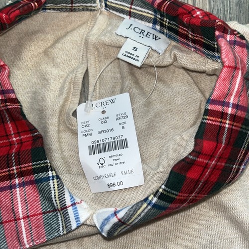 J Crew New Sz Small Plaid Flannel Blouse Sweater Layered Shirt Top Mixed Media - Picture 16 of 21