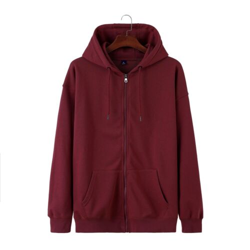 Herren Reißverschluss Hoodie Jacke einfach durchgehender Reißverschluss Kapuzenpullover sportlich Mantel Tops - Bild 28 von 35