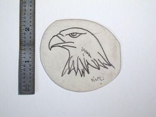 vtg 1960s 1970s Tattoo acetate stencil Eagle Head signed EA3
