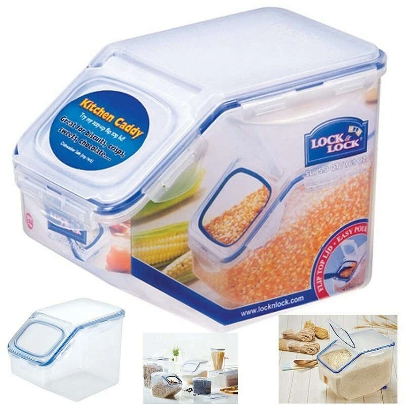 Lock & Lock Food Pantry Storage Containers Flip-Top 21 Cup Rice Dispenser  Clear 7445012951989