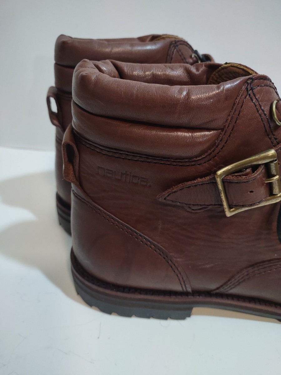 Nautica Mens 9M Brown Leather Boots Strap Buckle Tie Ankle Chukka Nautica | Shoes | Nautica Mens 9m Brown Leather Boots Strap  main image 2