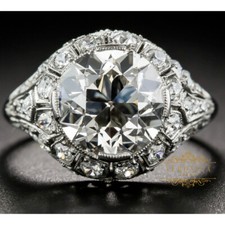Vintage Art Deco 3 Carat European Cut Fantastic CZ Ring In 925 Sterling Silver