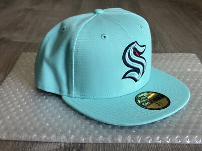 Seattle Kraken New Era 59FIFTY Fitted Hat Size 3/8 NWT NHL CPA Hat Ice  Blue