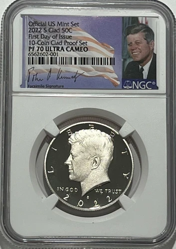 2022 S NGC PF70 ULTRA CAMEO PROOF CLAD KENNEDY HALF DOLLAR FDOI FDI 50C