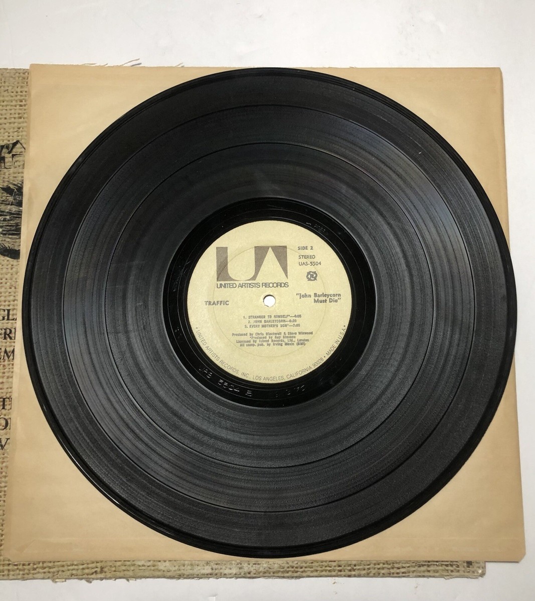 TRAFFIC John Barleycorn Must Die LP 1970 UAS 5504 Vinyl VG