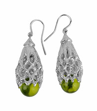 BACCARAT Merveille Earrings 925 Sterling Silver With Olivine Crystal New France