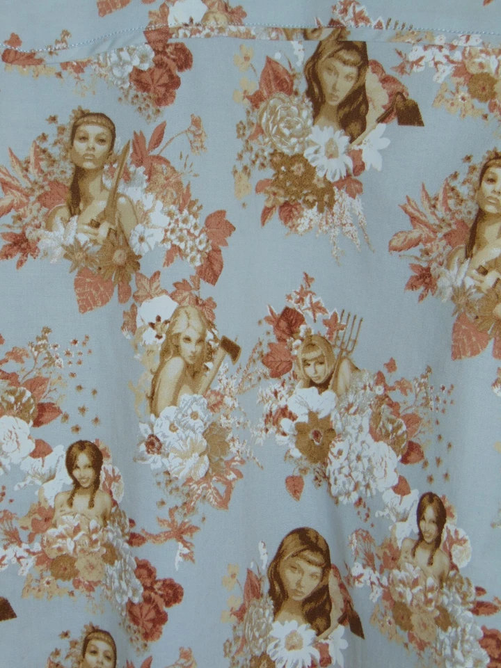 Marc Ecko Mens Western Shirt Blue Pin Up Women Pearl Snap Long Sleeve Men SZ XL - Image 4 of 4