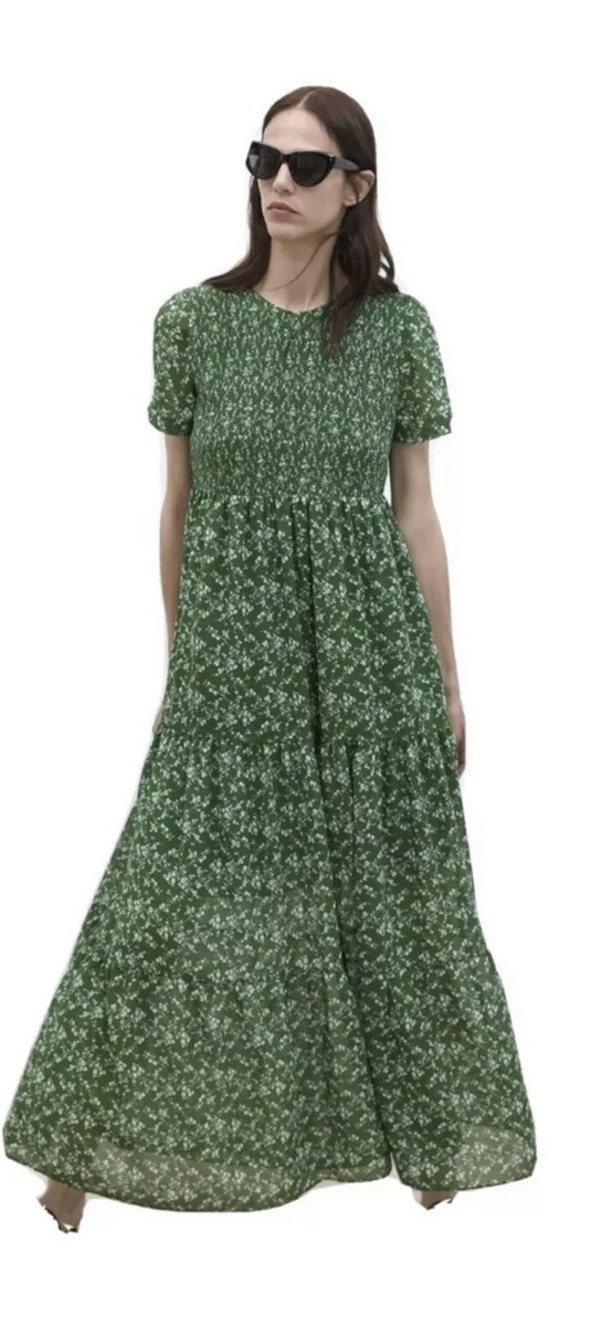 green floral maxi dress zara Zara | Dresses | Zara Green Floral Satin Maxi Dress Watercolor Slip Dress  Size 4
