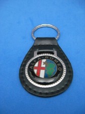 Vintage Alfa Romeo genuine grain leather keyring key fob keychain --- Old Stock