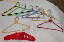 10 VTG 70s Crocheted Hangers Handmade Boho Retro Granny Made See Pictures H2 