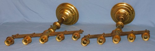 Par de 5 candelabros de iglesia con velas, latón, 21" de alto, ajustables - Imagen 19 de 24