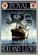 Ocean Liner Royal Holland Lloyd 1913 Vintage Poster Retro Style Ship Travel Art