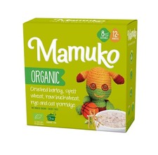 MAMUKO Baby Organic Porridge Oats, Raw Buckwheat, Barley, Spelt,  Rye 12M 200g