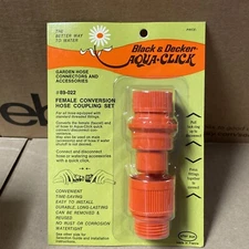Black & Decked Aqua Click Female Hose Connector Coupling Set | Reliable! #89-022
