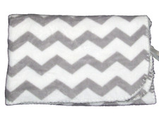 Manhattan Kids White Gray Chevron Zigzag Baby Blanket Security Lovey Soft