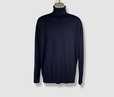 Loro Piana Men's Blue Wool Ribbed Turtleneck Dolcevita Wish Sweater Size L