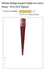 Fence Post Holder Support with Drive down Spike for Posts 75mm x 75mm - Wickes