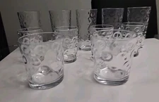 Set Of 11 Pasabahce Water Juice Glass Old Fash Turkish Dot Optic Vintage Circle 