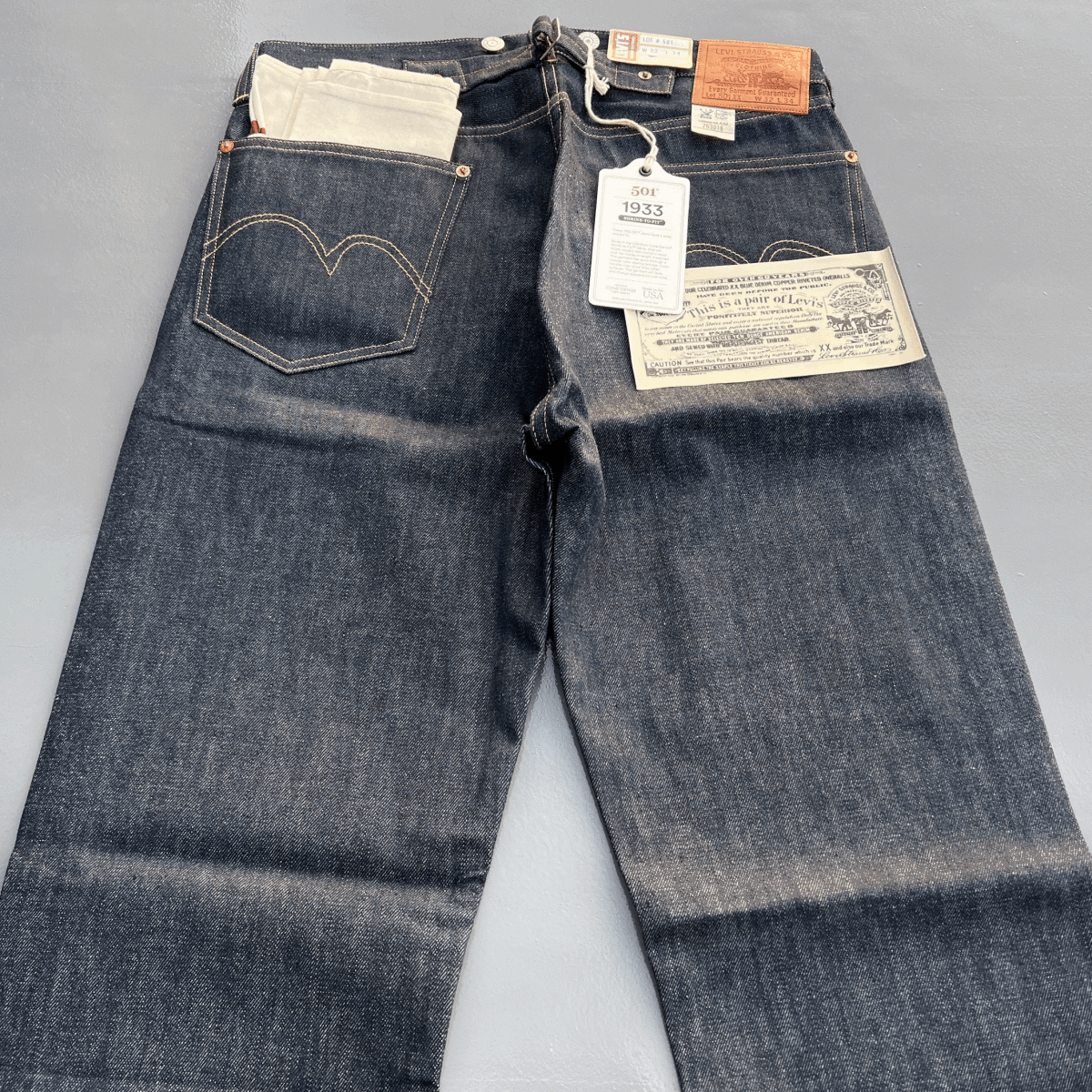 1933 Model LEVI'S 501XX 33501-0048 W32 L34 Rigid Unwashed White