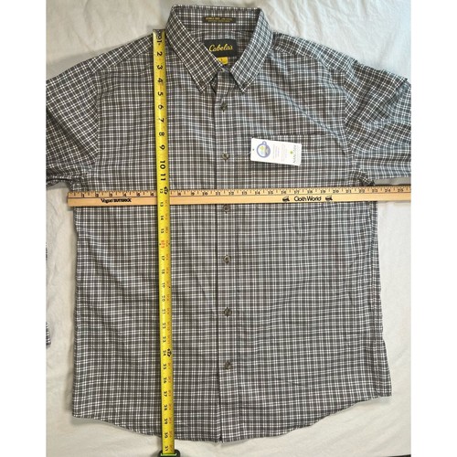 Cabela's Button Down Size L Gray White Check Shirt Nanotex NWT - Picture 11 of 11