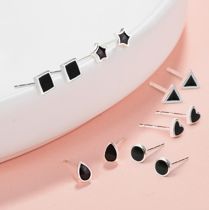 925 Sterling Silver Enamel Clover Knot Heart Round Daisy Tiny Post Stud Earrings