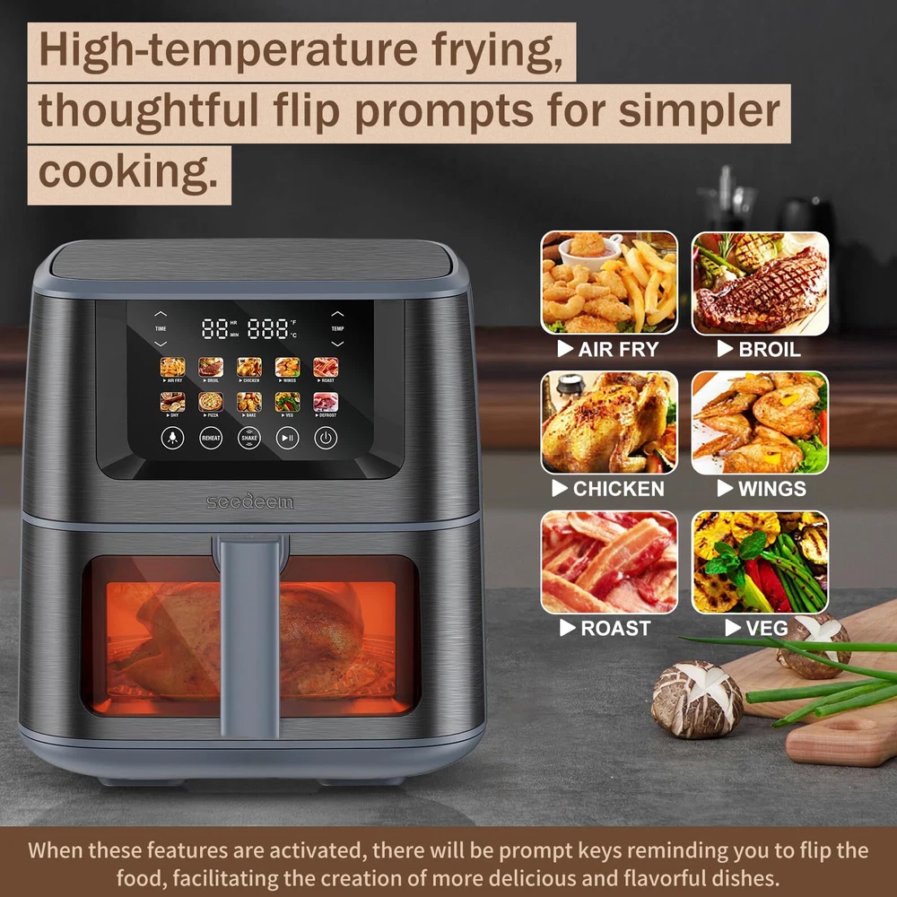 Air Fryer with LCD Touchscreen and ClearCook Window for Easy Monitoring Air Fryer with LCD Touchscreen and ClearCook Window for Easy Monitoring