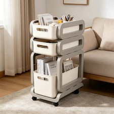 3-Tier Rolling Storage Cart with Drawers, Mobile Utility Organizer for Home Use
