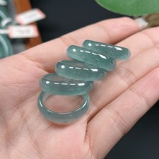 Natural A-grade ice blue water jade ring jade ring plain ring fine strip