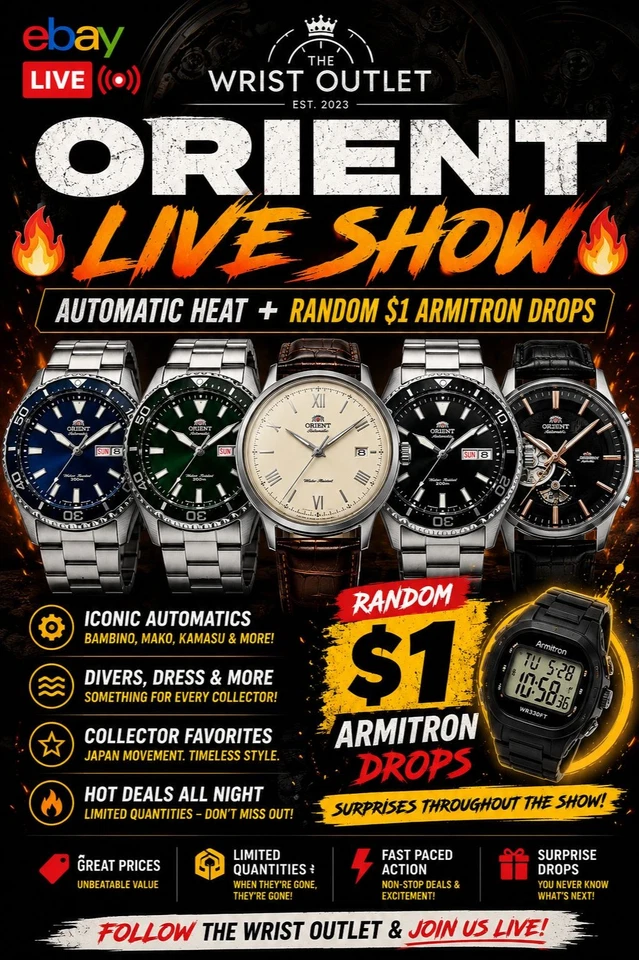 🔥 ORIENT LIVE SHOW 🔥 Automatic Heat + Random $1 Armitron Drops