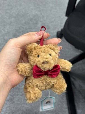 Jellycat Bartholomew Bear Plush Bag Charm Keychain Red Bow Tie NWT