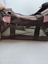 Brown Pink Mesh Pet Carrier Soft-sided Travel Bag, 11x16x10, Up to 14 Pounds