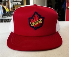 Vintage Canada Hat Snapback Mesh Red Adjustable Cap 1990s Made In Taiwan