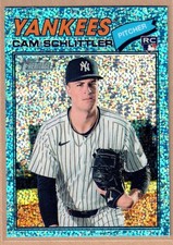 2026 Topps Heritage Cam Schlittler Rookie Blue Sparkle Refractor #222 Yankees RC