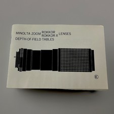 Original 1970  s Minolta ZOOM ROKKOR ROKKOR-X LENSES Depth Of Field Tables Manual