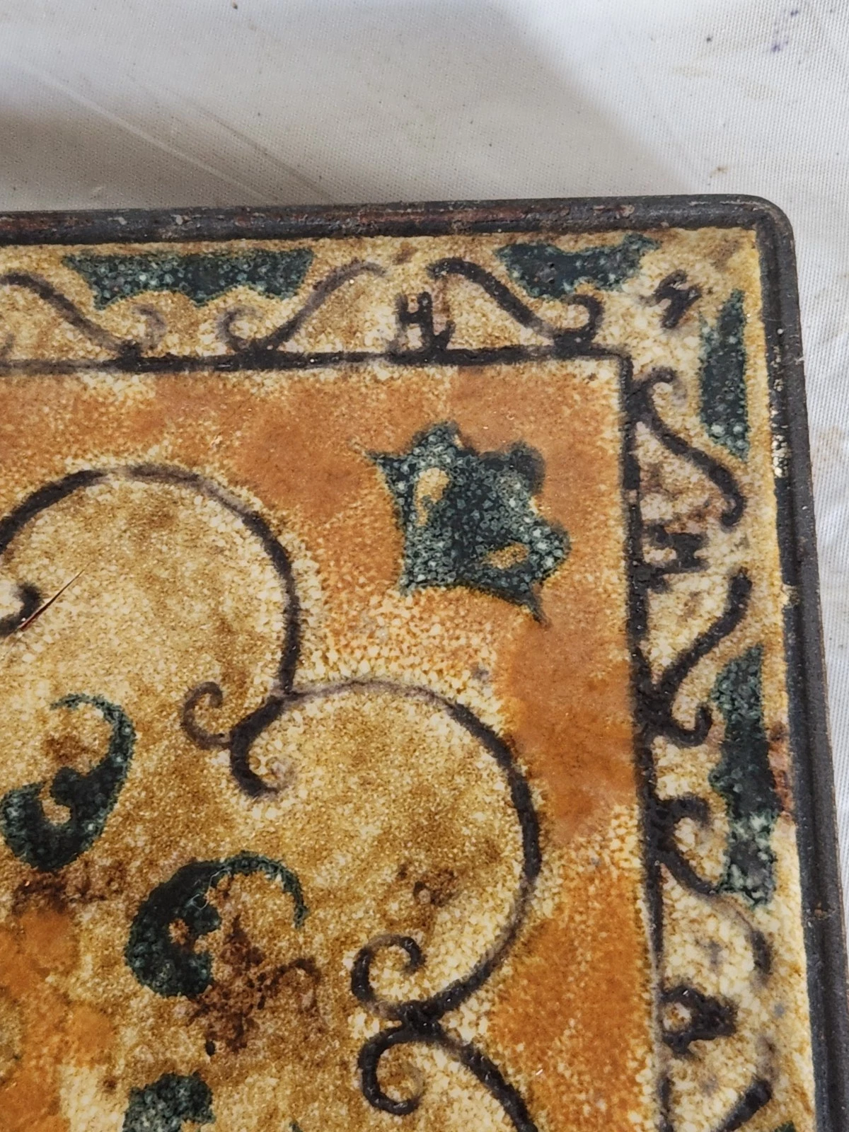 Vintage Mirasol Ceramic Tile Trivet Cork Back Italian Art Hot Plate Monterey CA - product detail image 5