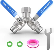 304 Stainless Steel Garden Hose Splitter 2 Way Heavy Duty, Full Flow Hose Y Spli