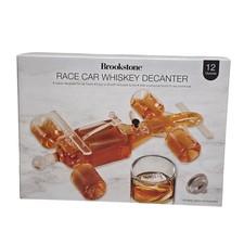 New Brookstone Race Car Whiskey Decanter 12oz Glass Bar Gift Set NIB