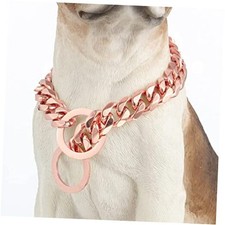 Dog Chain Collar High Rose Gold Polished 19MM Stainless Steel 19MM Width 26"