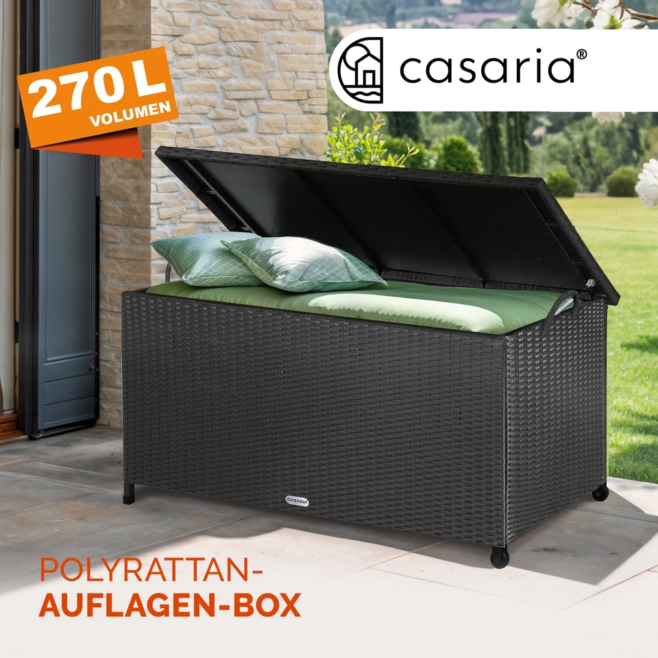 CASARIA® Gartenbox Auflagenbox Polyrattan 2 Rollen 2 Gasdruckfedern Garten Truhe - Bild 2 von 4