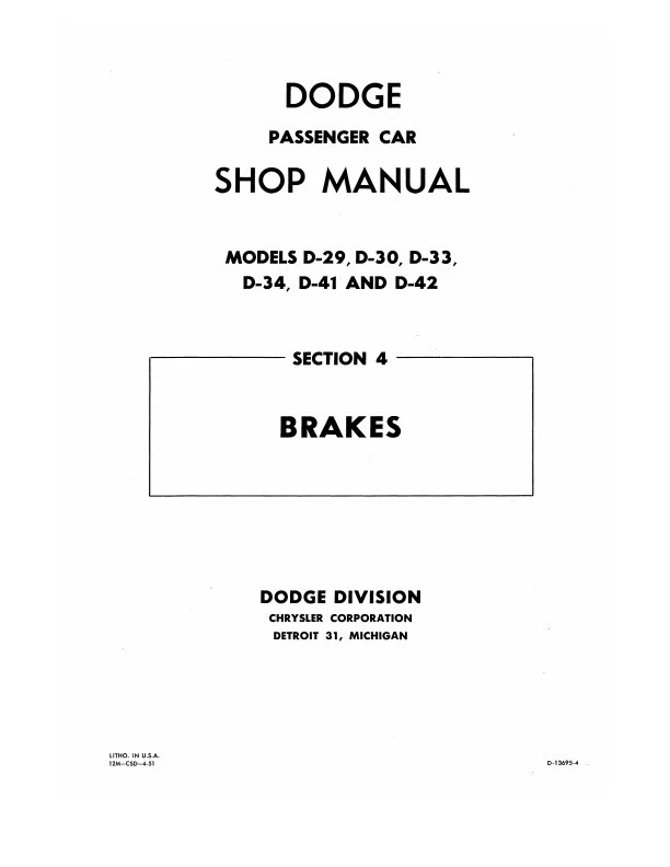 Manual de taller de reparación de autos Dodge 1949 1950 1951 1952 Wayfarer Meadowbrook Coronet Foto 2 de 4