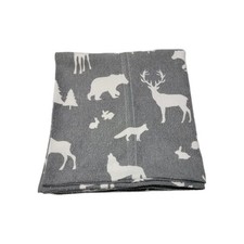 1 Grey Flannel PillowCases W/Forrest Animals In White 20x37 King