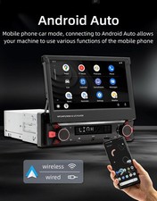 1 Din 7" Flip Out Car Radio Stereo Touch Screen Carplay Android WIFI USB Player