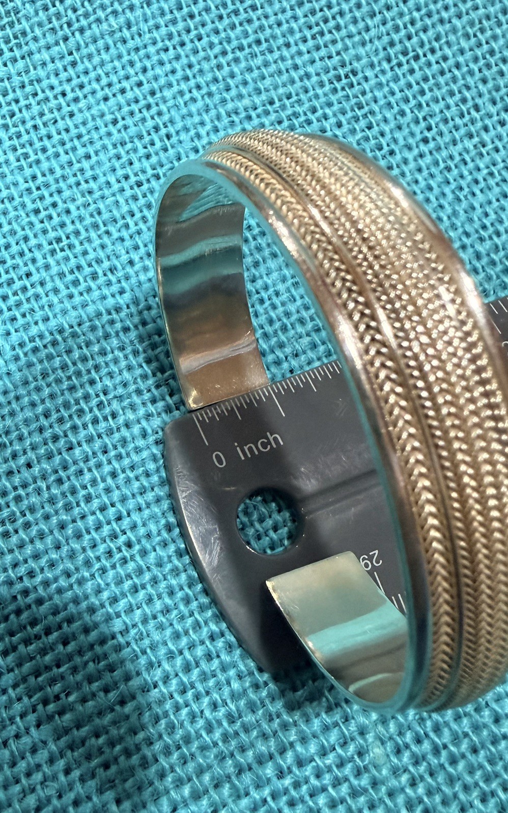 VTG Solid Sterling Silver Wide Cuff Bracelet Mult… - image 4